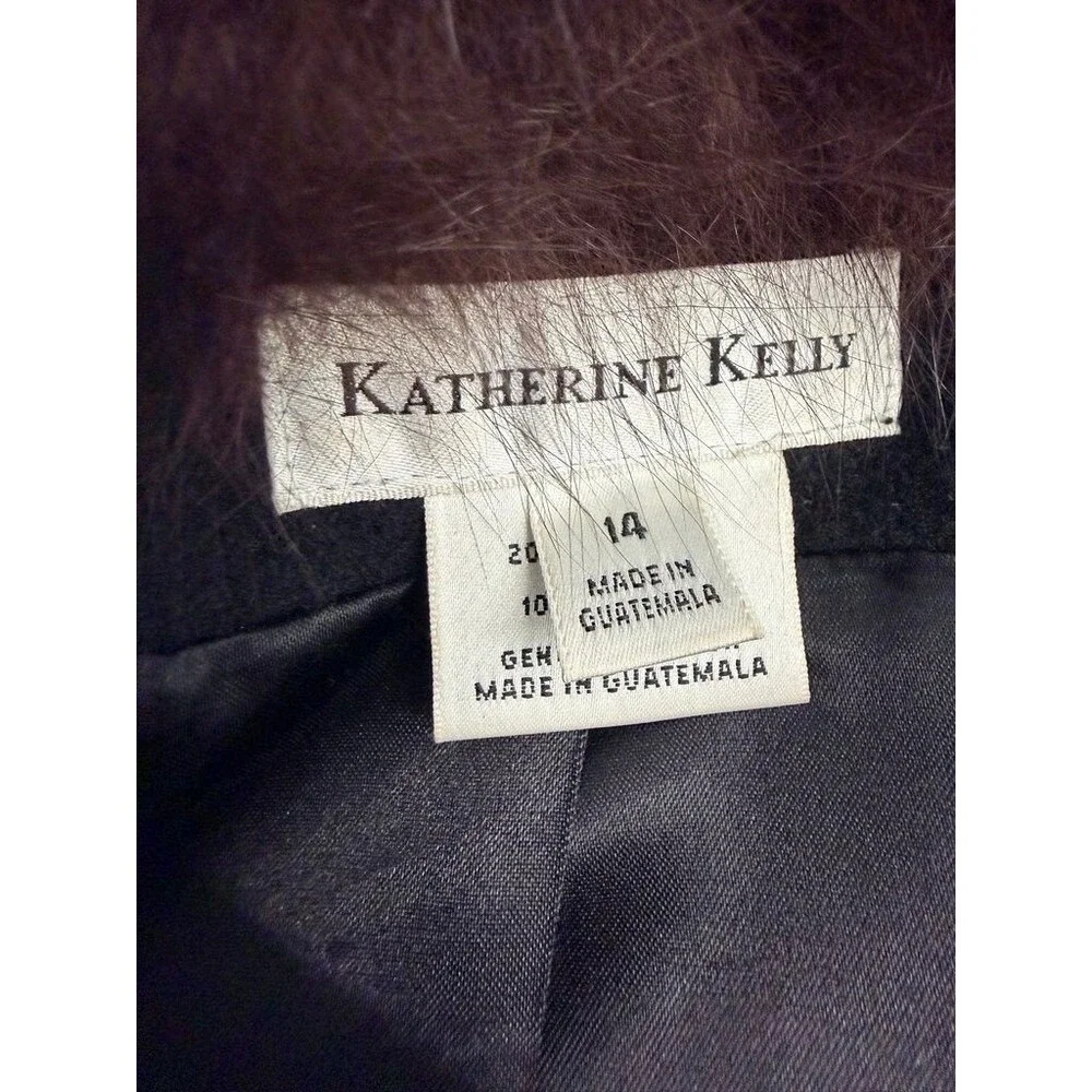 Katherine Kelly Black Wool and Cashmere Coat with Fox Fur Trim